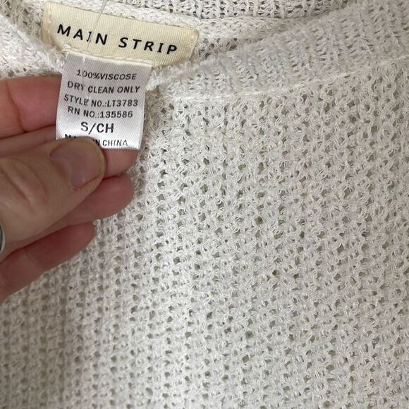 Main Strip White Women’s 3/4 Length Sleeve Sweater Side Lace up size small - Picture 6 of 7